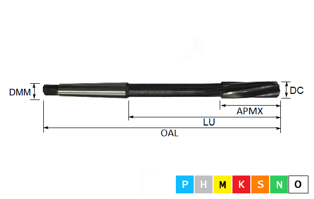 24mm HSS Morse Taper Shank Machine Chucking Reamer H7 DIN208B